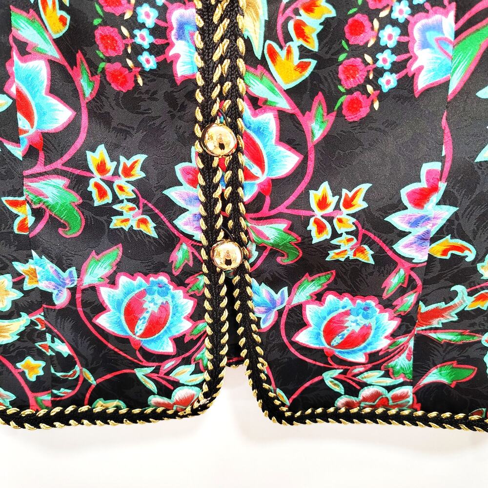Vintage Maggy London Womens 8 Blazer Jacket Silk Multicolor Floral Bright 80s - Picture 9 of 13